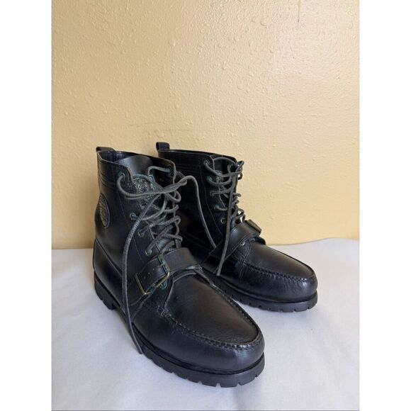 Polo Ralph Lauren Polo Country Black Leather Lace-Up Buckle Boots Mens Size 11 main image 9